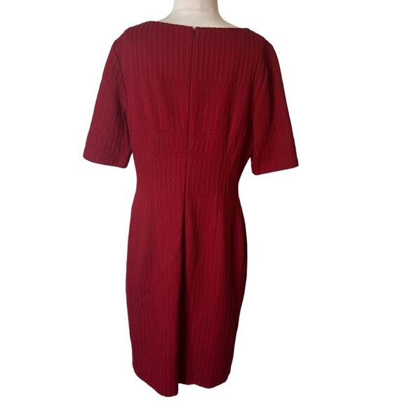 Hugo Boss Hadea Textured Jersey Sheath Dress Red - Picture 2 of 8